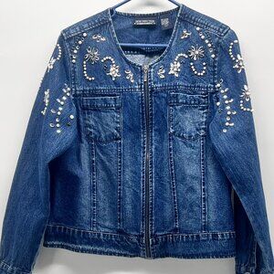 New Direction Sparkly Blue Denim Jacket with Personality